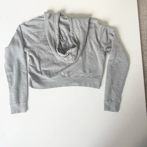 Nike Women's Cropped Grey Hoodie with White Logo Size Small - Picture 2 of 7
